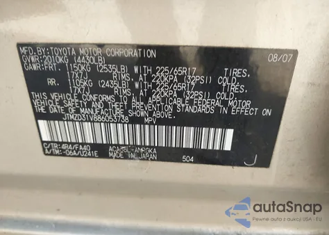 2008 Toyota Rav4 Limited из США, поврежденный, VIN JTMZD31V886053738